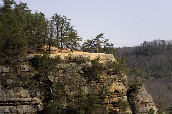 View of a rocky point jutting into a gorge